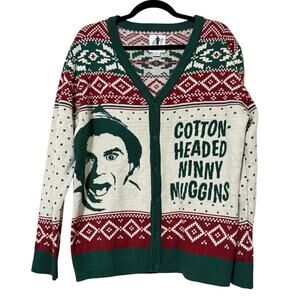 ELF Red and Green Holiday Cardigan